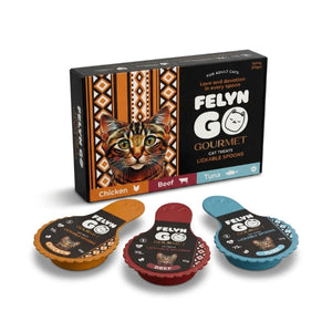 Felyn Go Gourmet Cat Treat Lickable Spoons Chicken & Beef & Tuna Bundle – 10 × 6 x 10g
