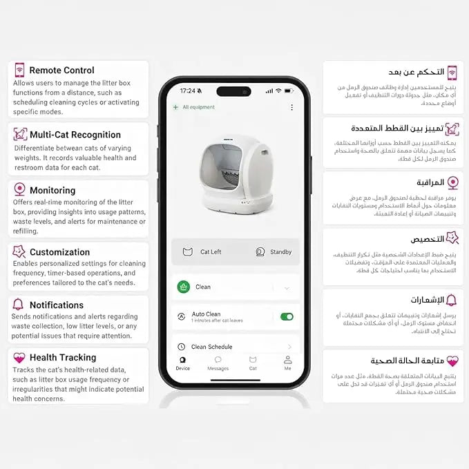 فيلاين قو صندوق رمل قطط ذكي ذاتي التنظيف فيلاين قو