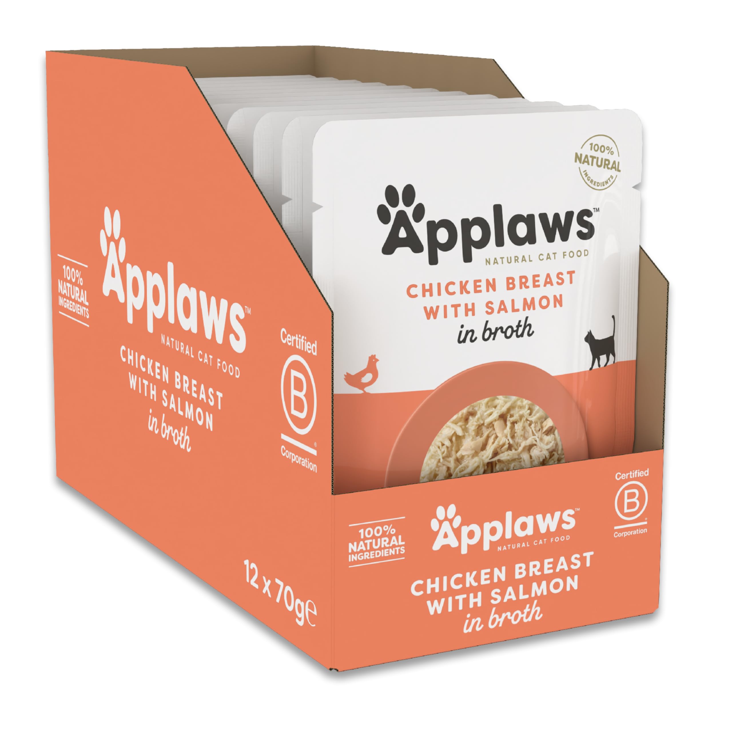 Applaws Cat Wet FoodPouch Chicken with Salmon in Broth 70g Applaws