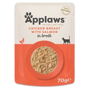 5060708563233, Applaws Cat Wet FoodPouch Chicken with Salmon in Broth 70g, 1
