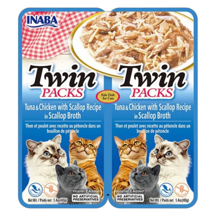 854871008579, INABA Cat Wet Food Twin Packs Tuna Chicken with Scallop in Scallop Broth 2x40g, 1
