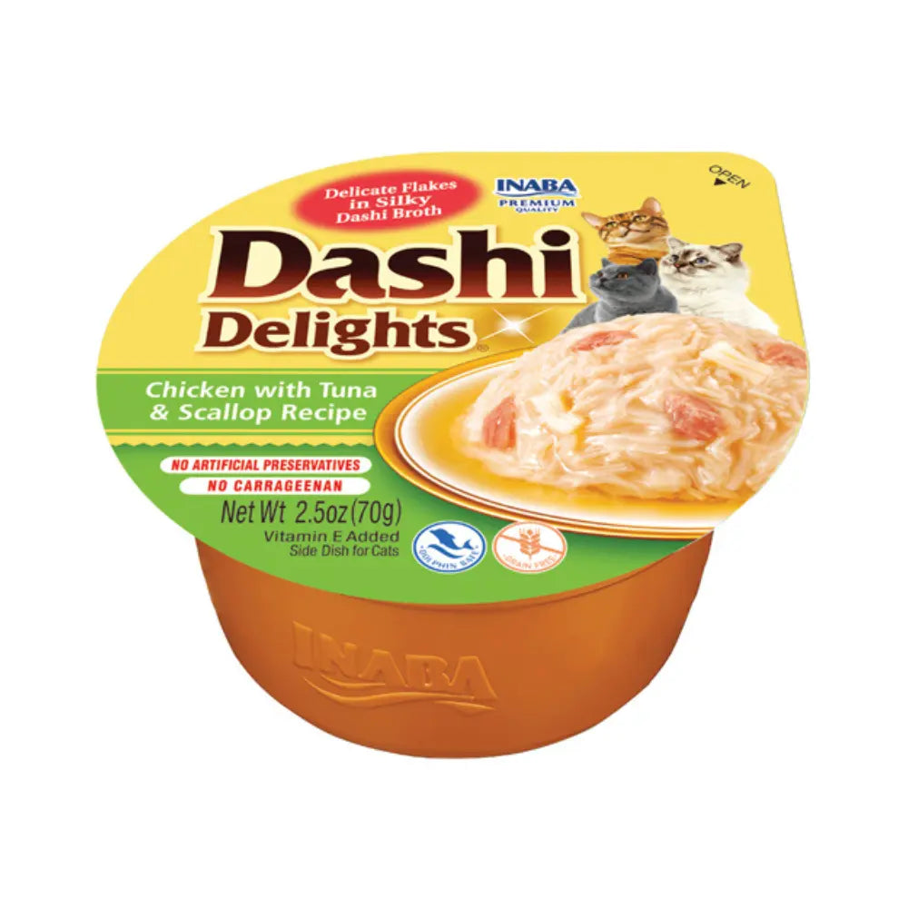 810100850652, INABA Cat Wet Food Dashi Delight Cups Chicken with Tuna & Scallop 70g, 1