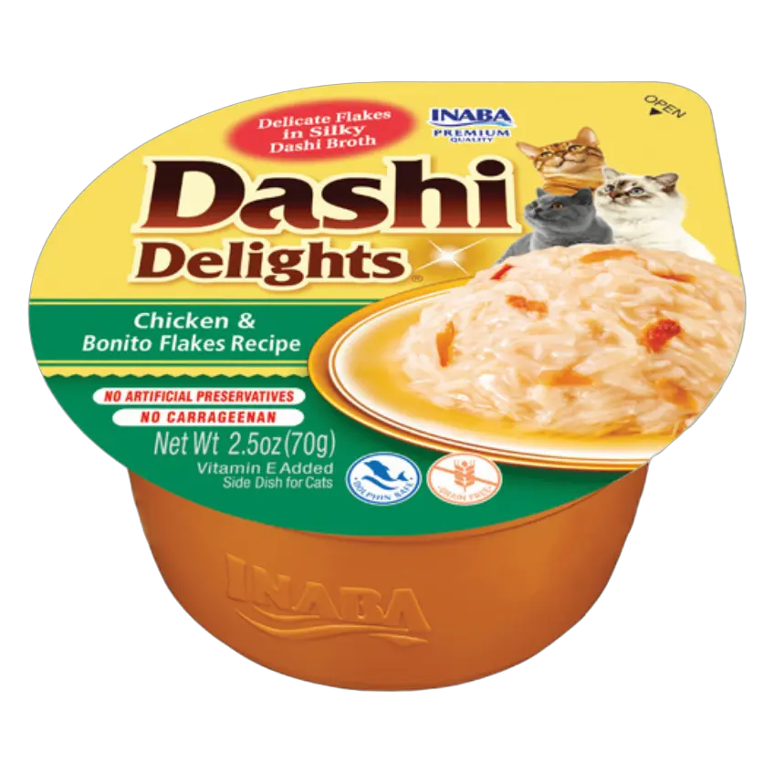 810100850937, INABA Cat Wet Food Dashi Delight Cups Chicken with Bonito Flakes 70g, 1