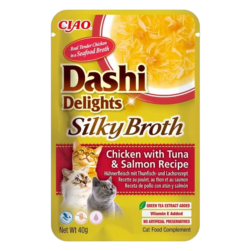 810100852733, INABA Cat Wet Food Dashi Delight Silky Broth Chicken with Tuna & Salmon 40g, 1