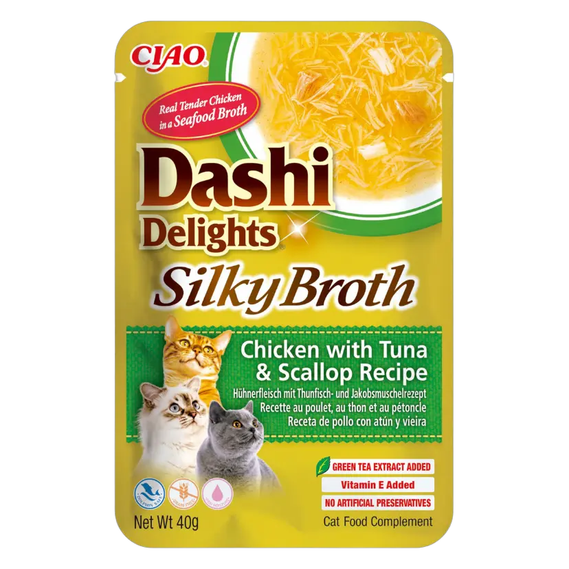 810100852740, INABA Cat Wet Food Dashi Delight Silky Broth Chicken with Tuna & Scallop 40g, 1