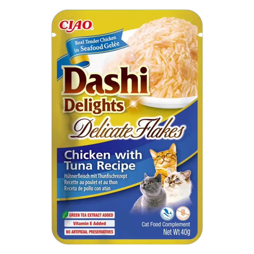 810100852849, INABA Cat Wet Food Dashi Delight Delicate Flakes Chicken with Tuna 40g, 1