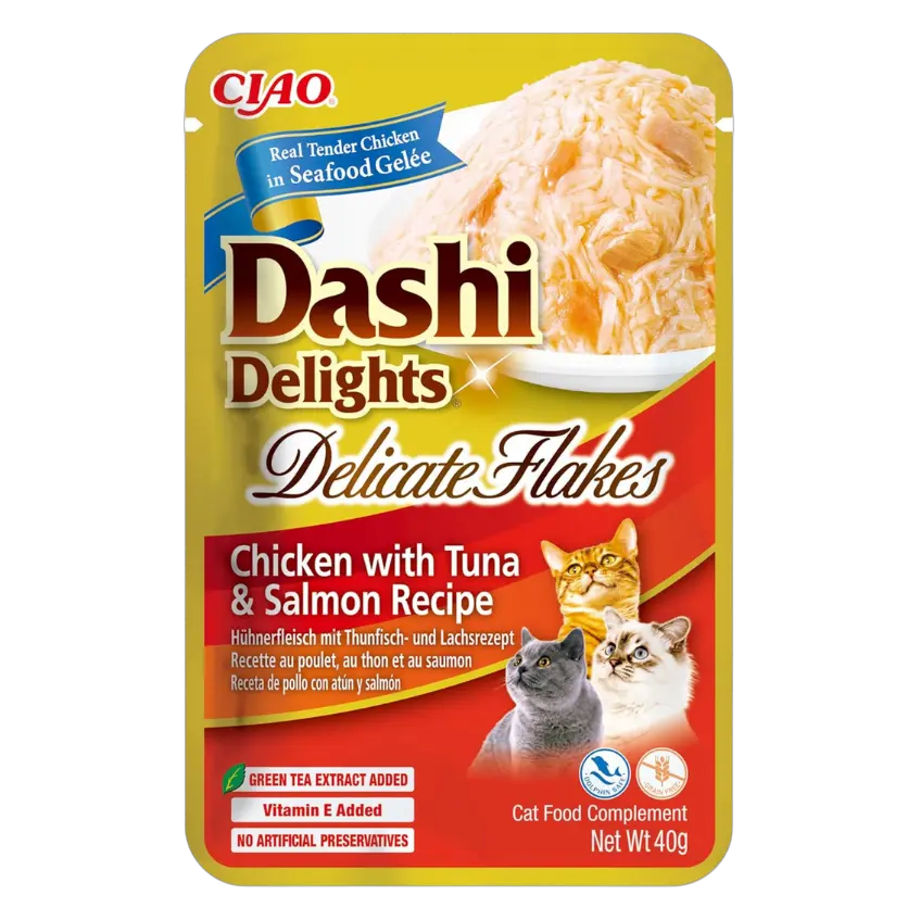 810100852870, INABA Cat Wet Food Dashi Delight Delicate Flakes Chicken with Tuna & Salmon 40g, 1