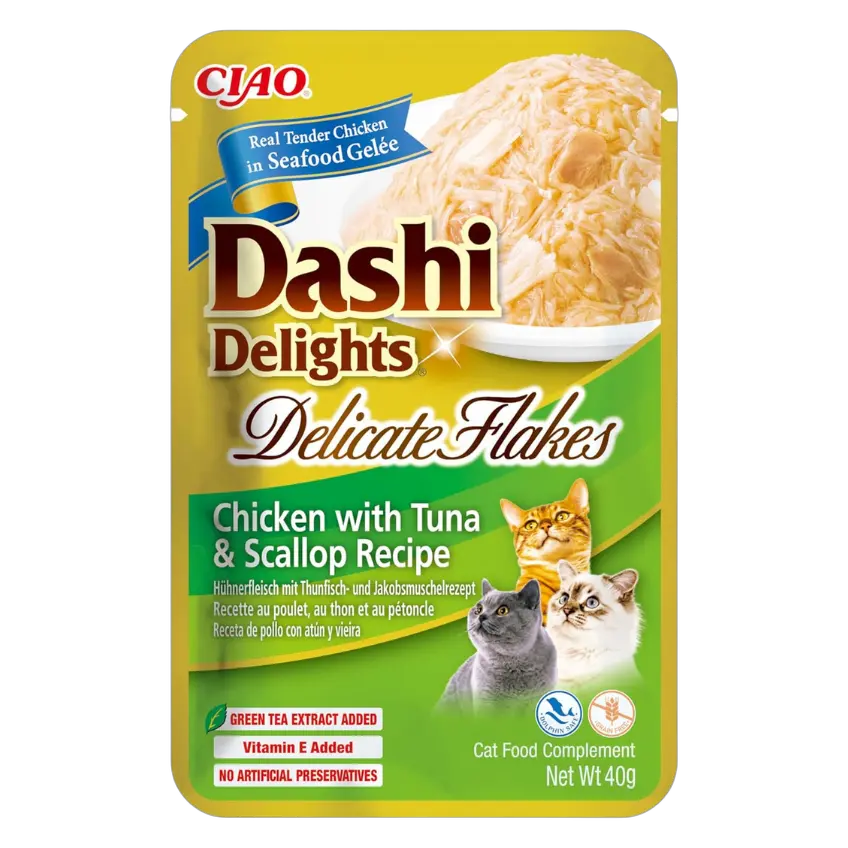 810100852887, INABA Cat Wet Food Dashi Delight Delicate Flakes Chicken with Tuna & Scallop 40g, 1