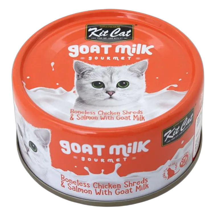 8858772602234, Kit Cat Wet Food Boneless Chicken Shreds Salmon With Goat Milk 70g, 1