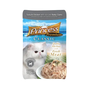 Princess Cat Wet Food Pouches Chicken Tuna Rice Baby Clam 70g Princess