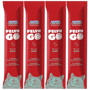 6281001157427, Felyn Go Cat Creamy Lickable Treats Duck 4x15g, 1