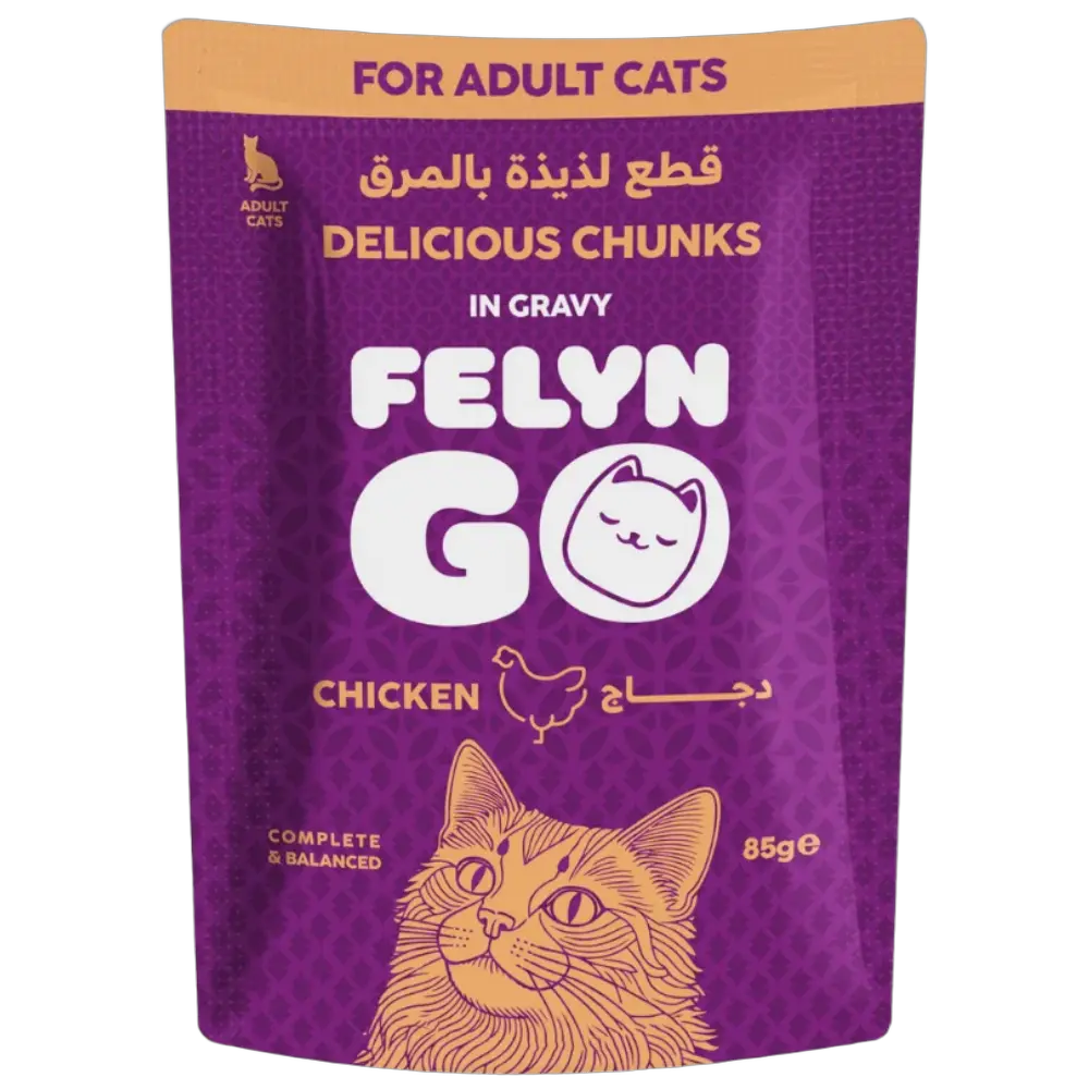 6281001157755, Felyn Go Cat Wet Food Chunks in Gravy Chicken Pouch 85g, 1
