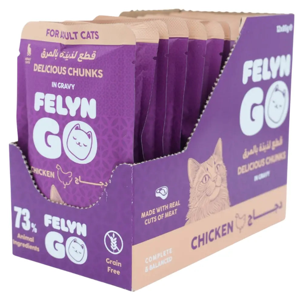 Felyn Go Cat Wet Food Chunks in Gravy Chicken Pouch 85g Felyn Go