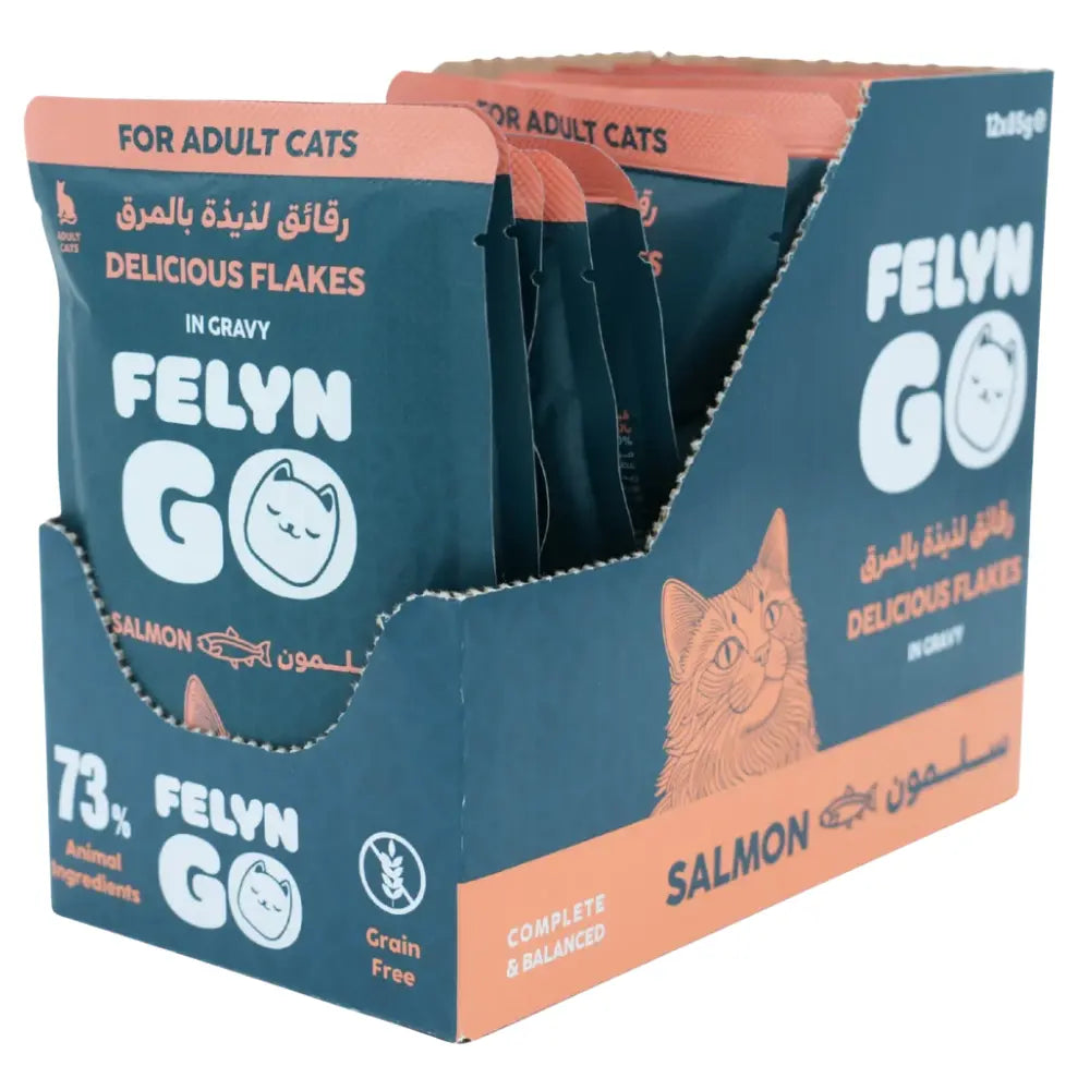 Felyn Go Cat Wet Food Chunks in Gravy Salmon Pouch 85g Felyn Go