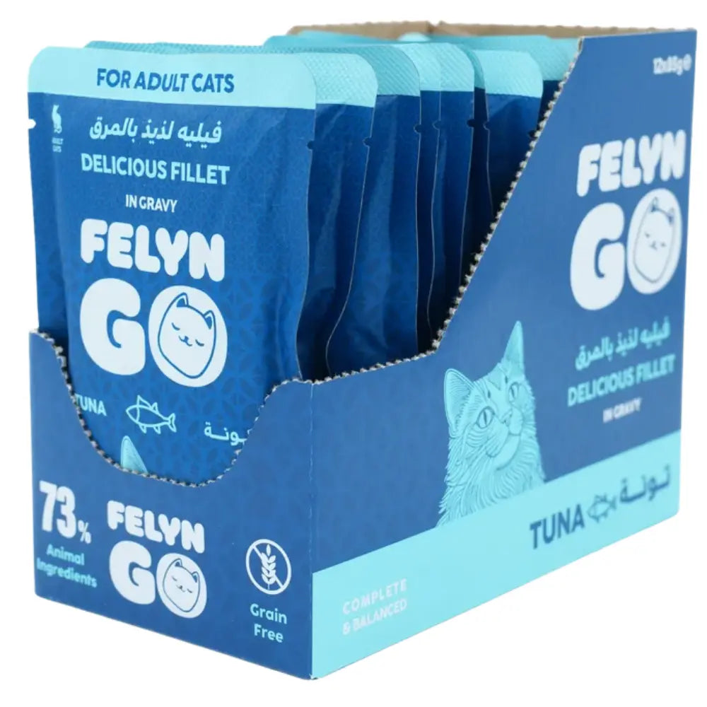 Felyn Go Cat Wet Food Chunks in Gravy Tuna Pouch 85g Felyn Go