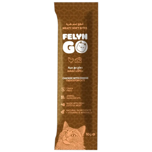 6281001157809, Felyn Go Cat Treats Soft Bites Chicken Cheese Pouch 10g, 1