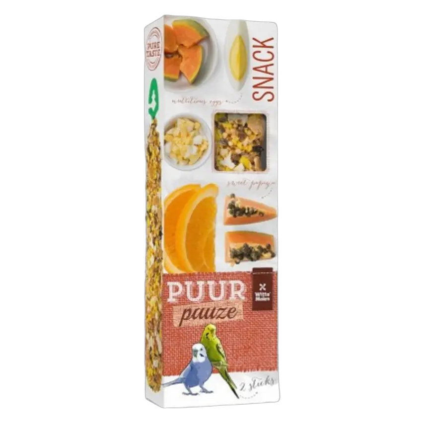 8711304674010, PUUR Birds Seed Sticks Budgerigars Cereals Orange Papaya 60g, 1