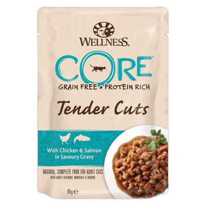 076344116608, Wellness Core Cat Wet Food Tender Cuts Chicken Salmon in Gravy 85g, 1