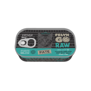 6281001157861, Felyn Go Raw Cat Wet Food Salmon & Cod Roe with Kelp Pate Adult 90g, 1
