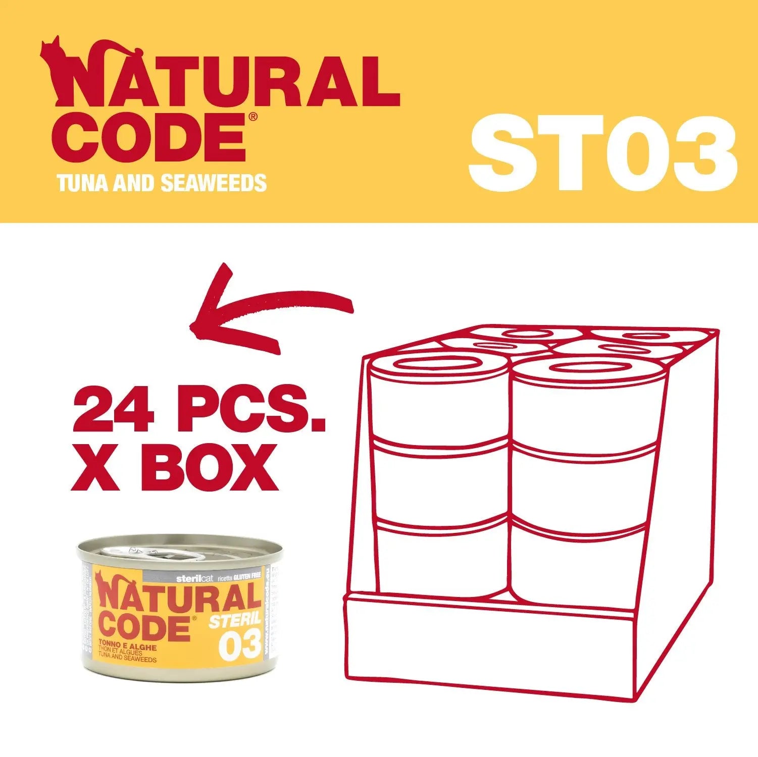Natural Code Sterlised Cat Wet Food Tuna & Seaweeds Adult Sterilized 85g Natural Code