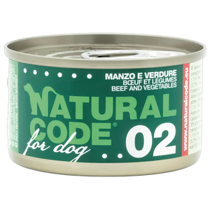 8033837558125, Natural Code Dog Wet Food Beef & Vegetables Adult 90g, 1