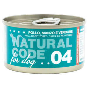 8033837558149, Natural Code Dog Wet Food Chicken, Beef & Vegetables Adult 90g, 1