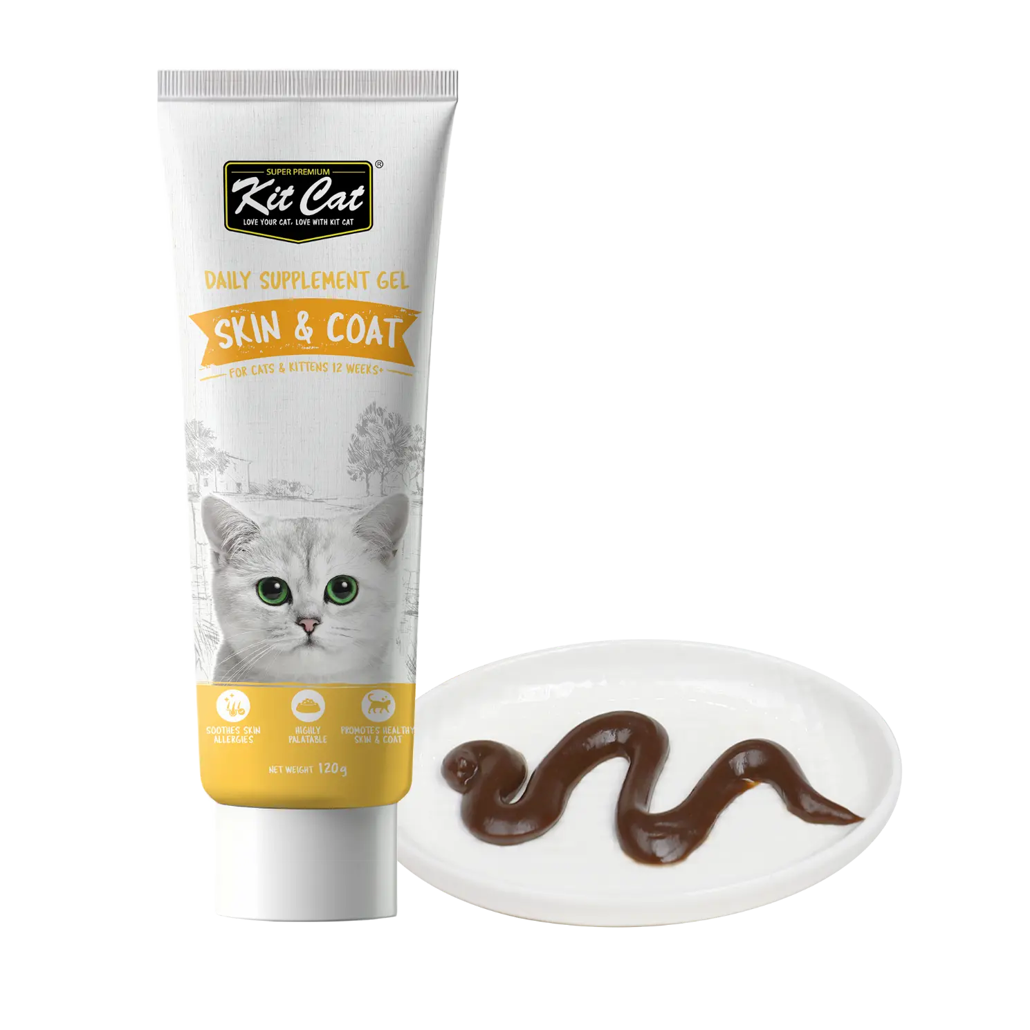 Kit Cat Skin & Coat Daily Supplement Gel 120g for Cat & Kittens Kit Cat