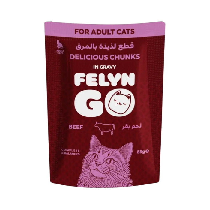 Felyn Go Cat Wet Food Chunks in Gravy Beef Pouch 85g