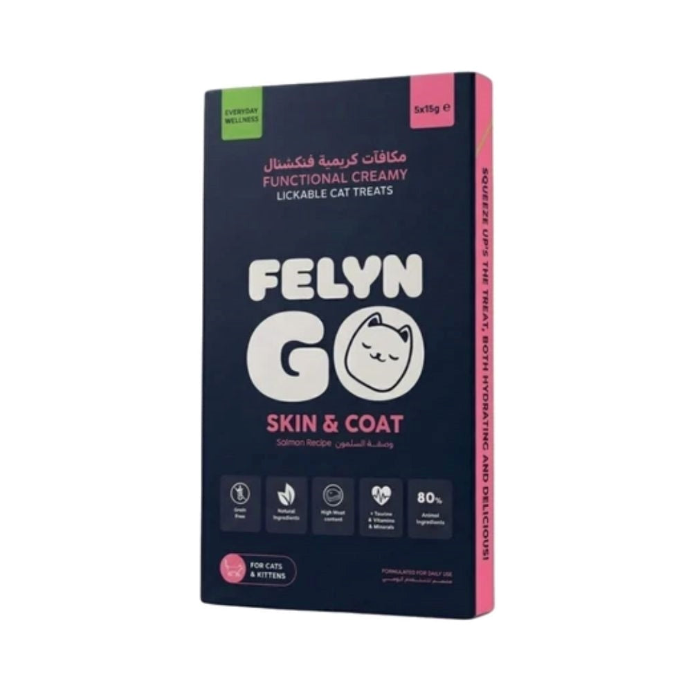 Felyn Go Functional Cat Creamy Treats Skin & Coat Salmon 5x15g