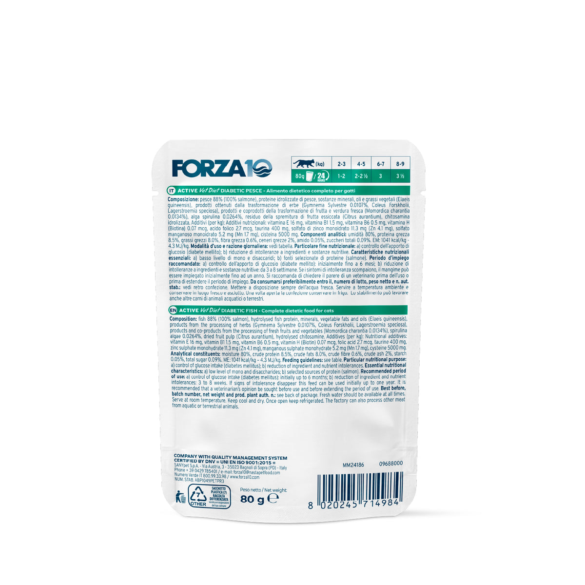 Forza10 Active Cat Wet Food Diabetic Fish Pouch