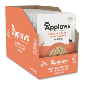 Applaws Cat Wet Food Pouch Chicken with Salmon in Broth 70g Applaws