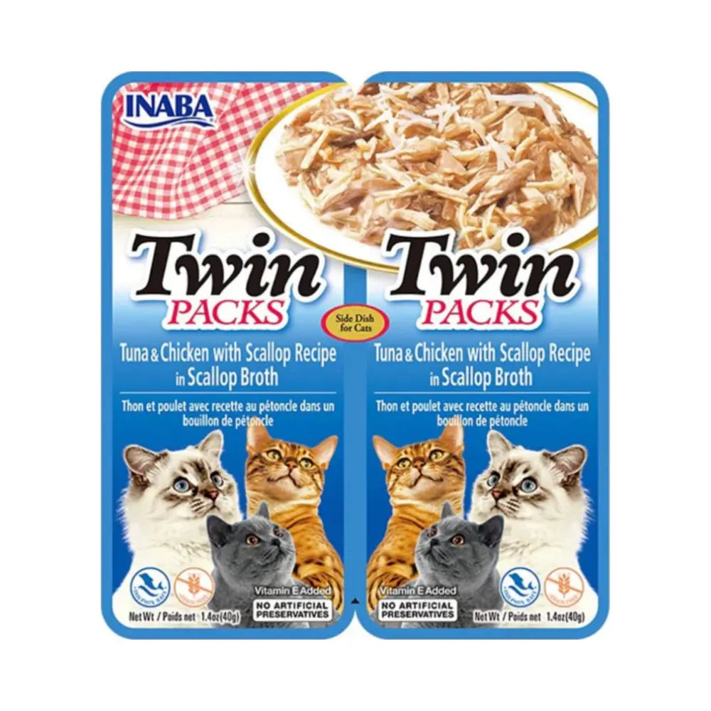 INABA Cat Wet Food Twin Packs Tuna Chicken with Scallop in Scallop Broth 2x40g INABA