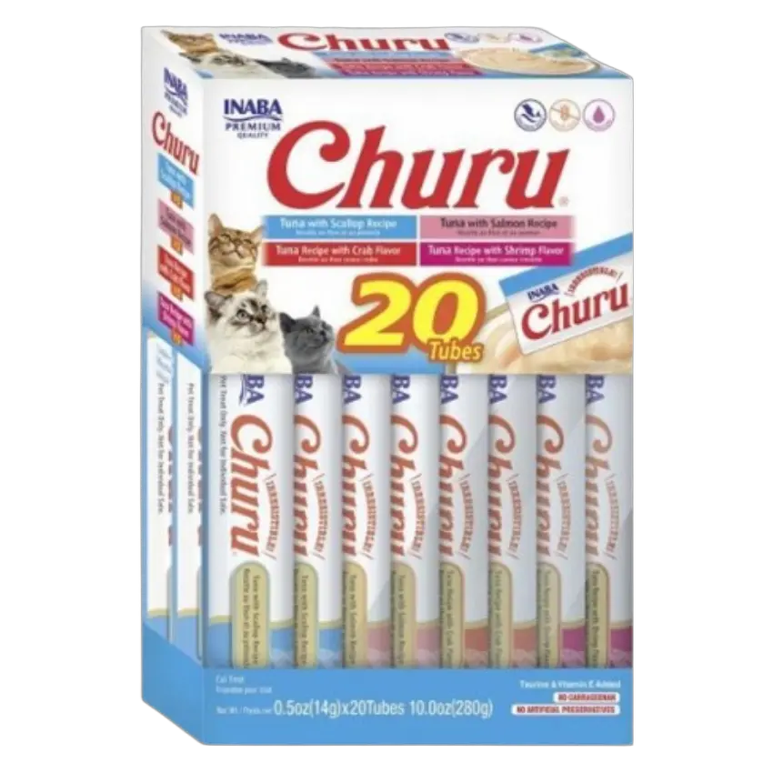 850030015471, INABA Churu Cat Liackable Treat Tuna Seafood Variety 20 x 14g, 1