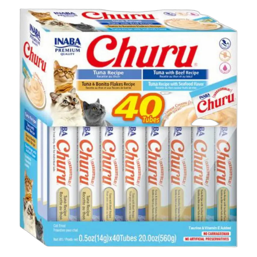 850030015518, INABA Churu Cat Liackable Treat Tuna Variety 40 x 14g, 1
