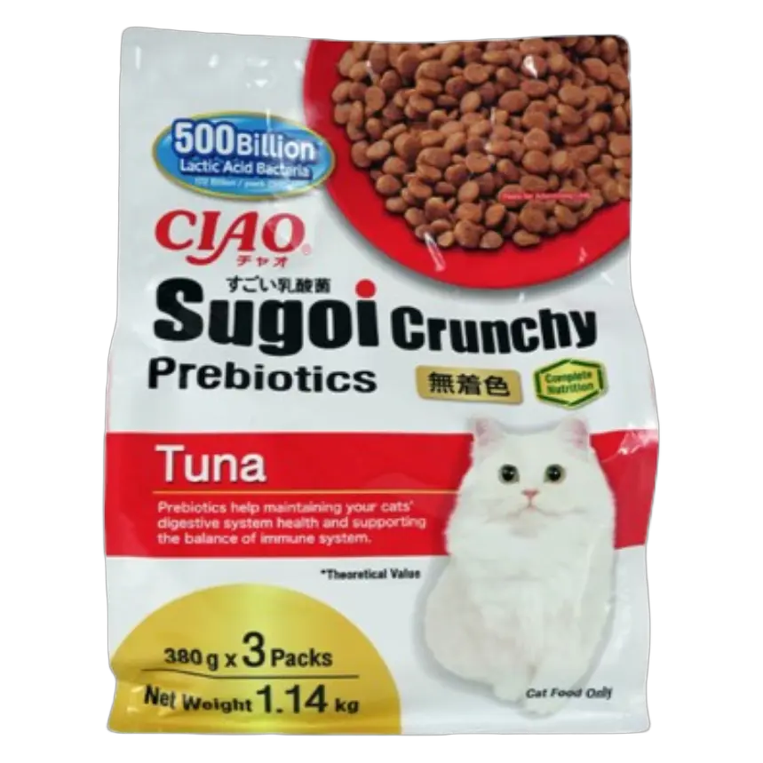 8859387702333, INABA CIAO Cat Dry Cat Food Tuna Flavor + Prebiotics 3 x 380g, 1
