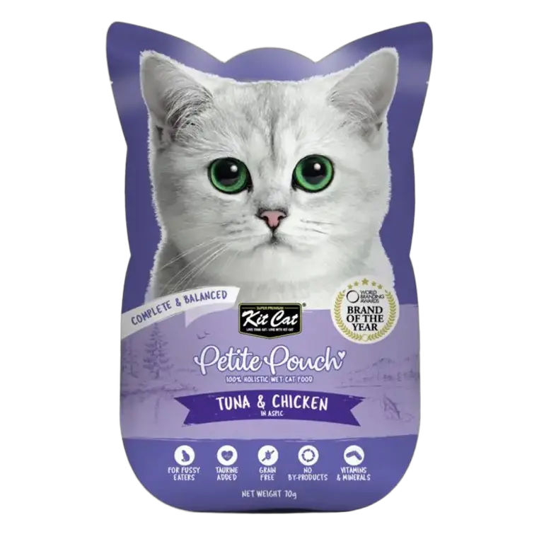 780348007052, Kit Cat Complete Wet Food Petite Pouch Chicken Tuna 70g, 1