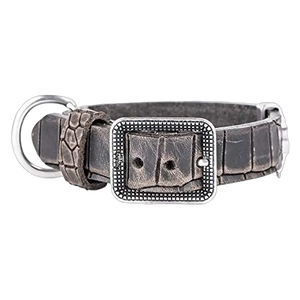 8058773277695, Dog Leather Collar Grey MF Tuscon, 1