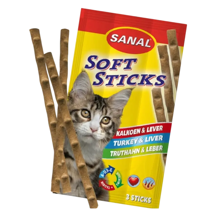8711908384001, Sanal Cat Soft Sticks Turkey & Liver 3x15g, 1