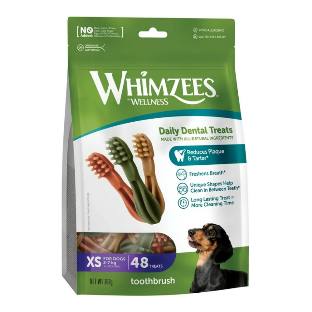 8718627750650, Whimzees Dog Dental Treats Toothbrush XS 48pc 360g