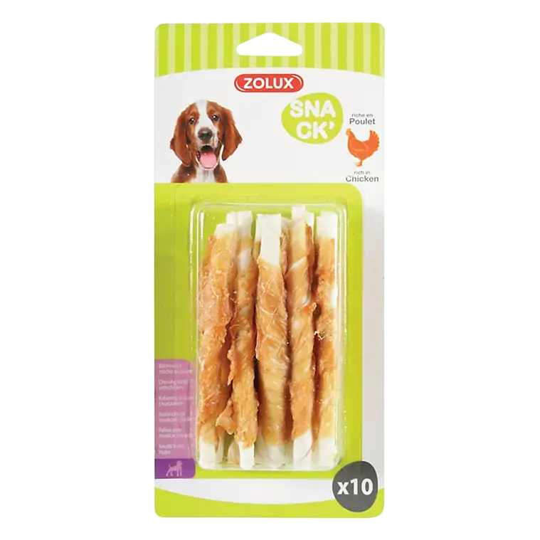 3336024827758, Dog Chewing Sticks Chicken Snack x10 85g Zolux, 1