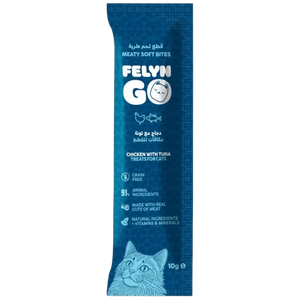 6281001157823, Felyn Go Cat Treats Soft Bites Chicken Tuna Pouch 10g, 1
