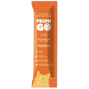 6281001157830, Felyn Go Cat Treats Soft Bites Chicken & Yolk Pouch 10g, 1