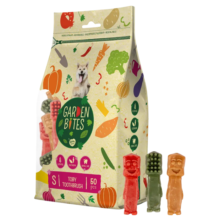 Dog Dental Treat Toothbrush Sweet Potato Garden Bites Bundle – 4 × Small - 5 cm × 50 Treats
