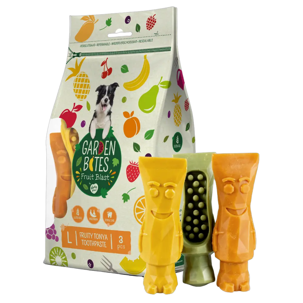 Dog Dental Treat Fruity Tonya Garden Bites Bundle – 4 × Large - 13.5 cm × 3 Treats