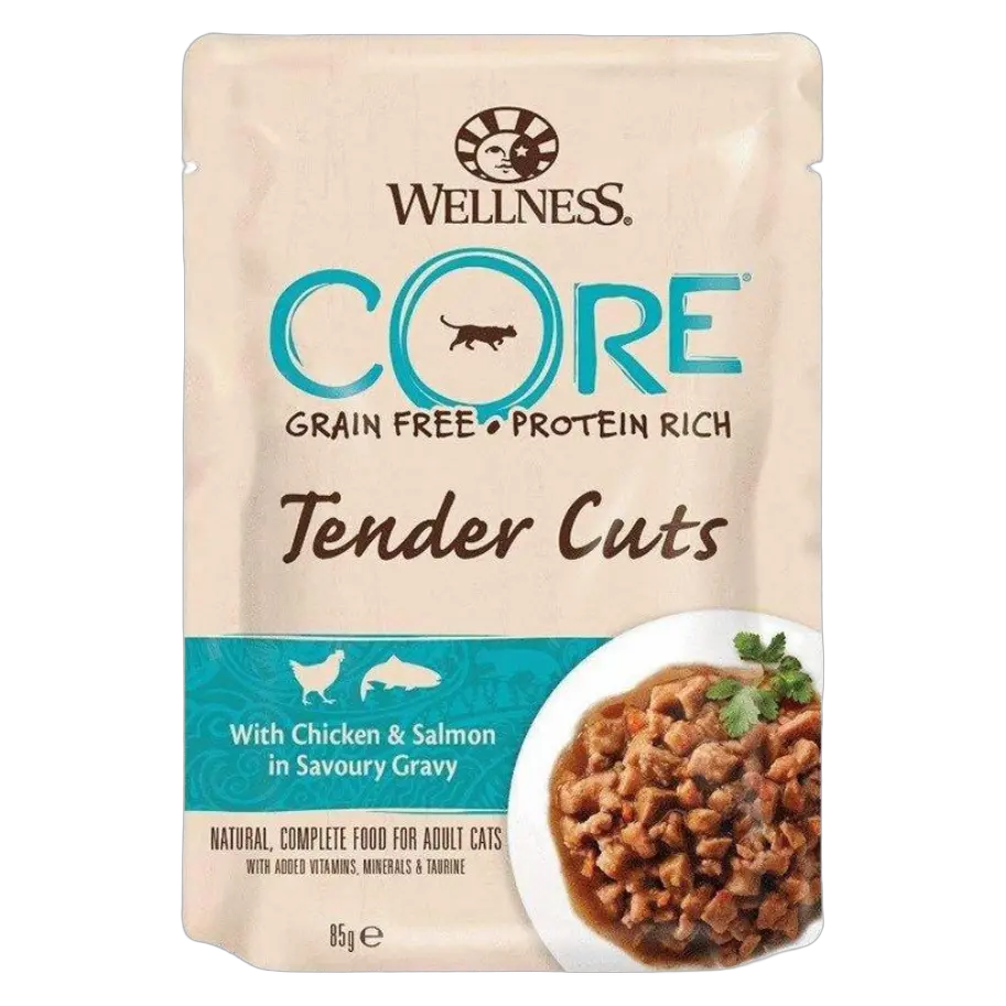 Wellness Core Cat Wet Food Tender Cuts Chicken Salmon in Gravy 85g Bundle – 24 × 85 g