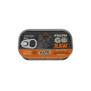 6281001157892, Felyn Go Raw Cat Kitten Pate Raw Salmon & Cod Roe With Spinach 90g, 1