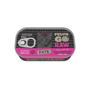 6281001157854, Felyn Go Raw Kitten Pâté Salmon Cod Roe Spinach 90g, 1