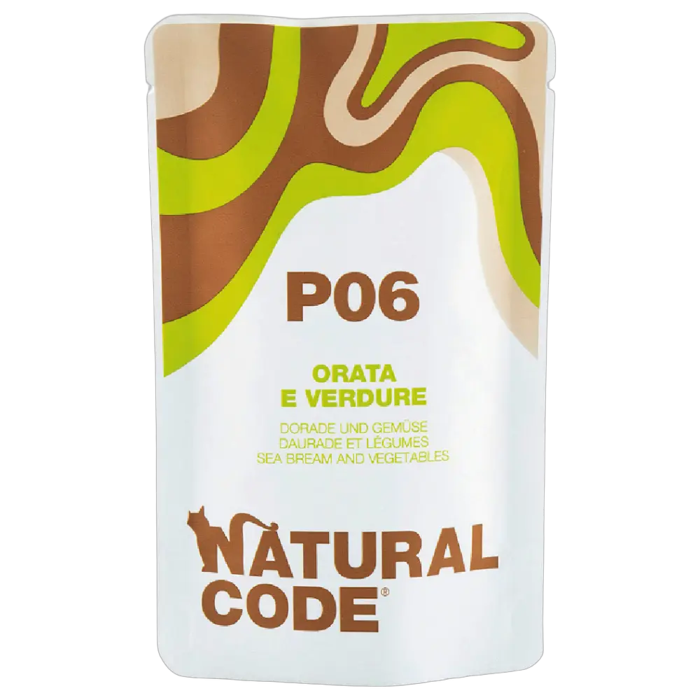 8033837552123, Natural Code Cat Wet Food Pouch Sea Bream & Vegetables Adult 70g, 1