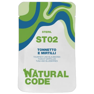 8033837552222, Natural Code Sterlised Cat Wet Food Pouch Tuna & Blueberries 70g, 1