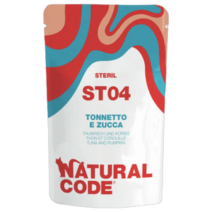 8033837552277, Natural Code Sterlised Cat Wet Food Pouch Tuna & Pumpkin Sterilized Adult 70g, 1
